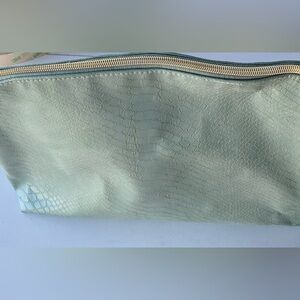 Sonia Kashuk Large Travel Pouch Green Faux Leather Clutch Bag Make Up